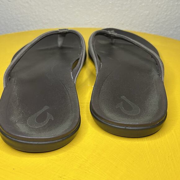 OluKai Thong Flip Flop Beige Taupe Sandals Womens Size 9 - Picture 7 of 8